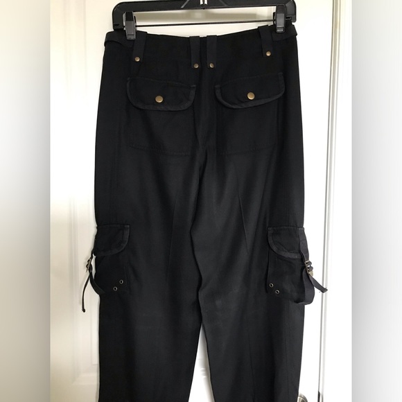 I.N.C. INTERNATIONAL CONCEPTS Black Cargo Pants! Size 2 100% SILK - Picture 1 of 16